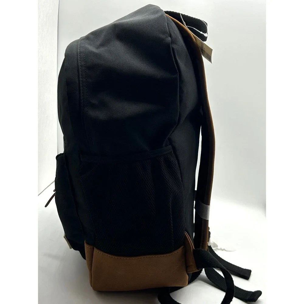 Sun + Stone Canvas Backpack Black Brown Faux Suede Bottom School Bag NEW